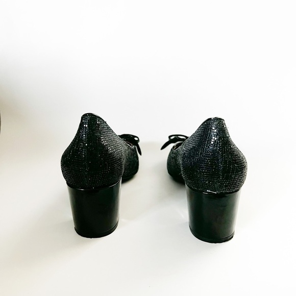 ISAAC MIZRAHI Black Glitter Vivian Bow Pumps Size 6.5 - Picture 4 of 6